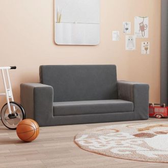 vidaXL vidaXL Divano Letto per Bambini a 2 Posti Antracite in Morbido Peluche