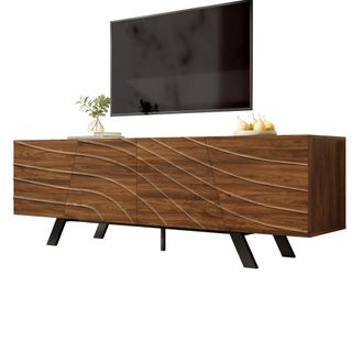 STILVORA Mueble Tv Con 2 Puertas Y Estante Abierto, Gesti&oacute;n De Cables, Estilo Moderno, En Mdf, 160&times;39&times;50,5 Cm, Nogal