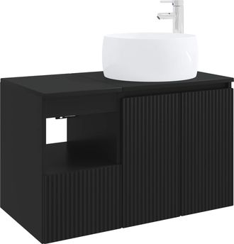 vidaXL Juego De Muebles De Ba&ntilde;o 2 Uds. Negro Madera De Ingenier&iacute;a Vidaxl