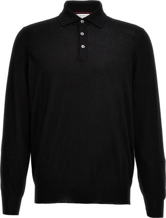Brunello Cucinelli Black Knitted polo shirt