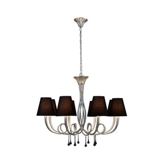 Netlighting Paola Pendant 95cm Round 8 x E14 Silver ing Black Shades