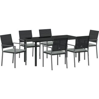 vidaXL Conjunto De Comedor De Jard&iacute;n 7 Pcs Negro Polirat&aacute;n Vidaxl
