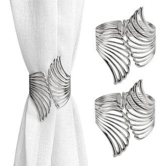 Elle Juego De 2 Pinzas Decorativas Para Cortinas De Aleaci&oacute;n De Zinc (plateadas)