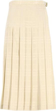 Burberry Falda Midi de Kilt de Seda - Skirts - Mujer - Beige - S
