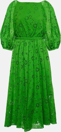 Carolina Herrera Openwork embroidered cotton midi dress