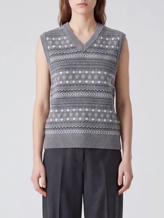 Dunst Gilet in maglia jacquard in misto lana e alpaca con scollo a V