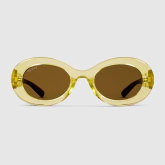 Gucci Oval Frame Sunglasses, Green