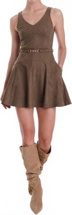 Karina Grimaldi Hannah Suede Mini Dress In Olive