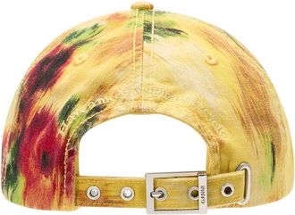 Ganni Womens B3020171-01f Tie-Dye Cotton Baseball Cap Yellow