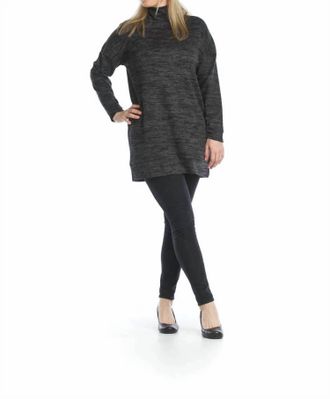 Papillon Heathered High Neck Sweater Dress In Black