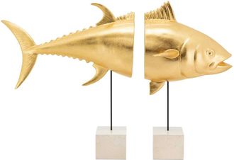 Abhika Figur Thunfisch 2teilig Zum Aufstellen Gold H: 55 cm