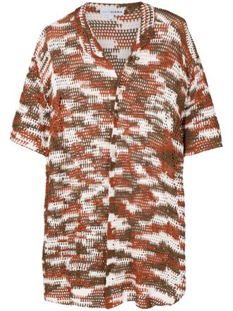 Amir Slama Camicia mélange alluncinetto - Marrone