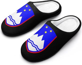 Generic Coat of Arms of Slovenia Slippers Men Winter Warm Cotton Anti-Slip Indoor Slip-Ons House Shoes