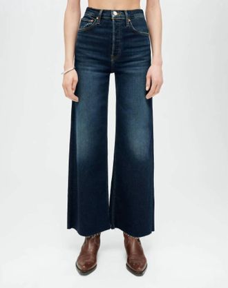 Re/Done High Rise Wide Leg Crop Jeans In Barely Worn