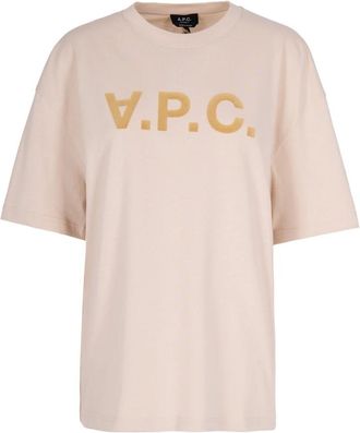 A.P.C. T-shirts - Dames - T-shirts - Beige - XS - Katoen - Tops