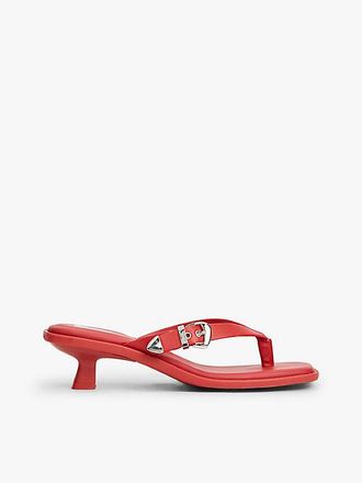 Tommy Hilfiger Leather Kitten Heel Toe Post Sandals