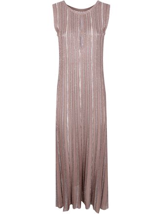 D.exterior D. EXTERIOR Stripes Crystals Long Dress