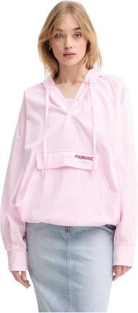 Fiorucci Gingham Logo Hoodie Shirt - Dames - Blouses - Roze - XS - Katoen - Overhemden