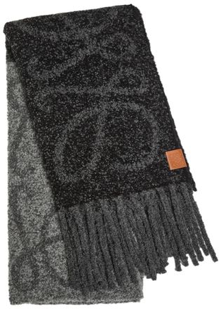 Loewe Anagram Fringed Alpaca-blend Scarf - Grey - One Size