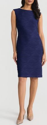 Kasper Spring Texture Sleeveless Sheath Dress in Kasper Navy at Nordstrom, Size 14P