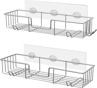 OEM Cesta Adhesiva Para Ducha Con Ganchos, Soporte De Pared Para Ducha, No Requiere Taladrar, Organizador De Ducha Para Ba&ntilde;o, Acero Inoxidable Resistente 