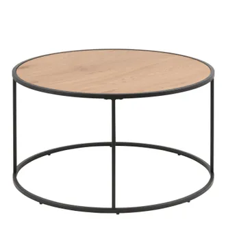 Furniture To Go Seaford Black Metal Round Coffee Table with Oak Top