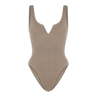 Sorbet Island One-piece, female, Beige, Size: ONE SIZE Beige Wrinkled Swimsuit with Stickers