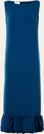 Akris Dot Ruffle Sleeveless Midi Dress