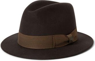 Brixton Roma Wool Felt Fedora in Chocolate/Bronze at Nordstrom, Size X-Large