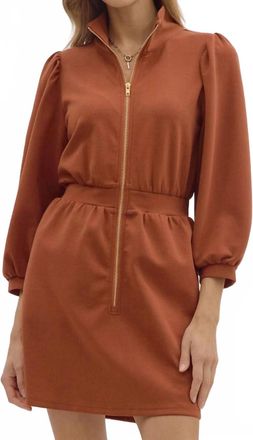 Entro More Than Ready Zipper Dress In Rust