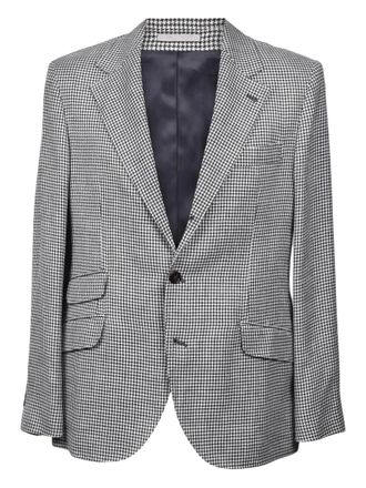 Brunello Cucinelli houndstooth suit - men - Linen/Flax - 48 - Black