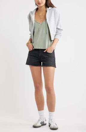 BP. Lace Trim Stretch Cotton Camisole in Green Halo at Nordstrom, Size Xx-Small
