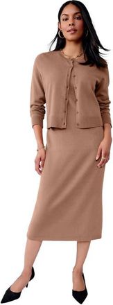 Jessica London Two Piece Sweater Dress Set in Creamy Mocha at Nordstrom, Size 32