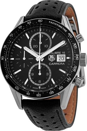 Tag Heuer Pre-owned Tag Heuer Carrera Chronograph Automatic Black Dial Mens Watch CV201AJ.FC6357