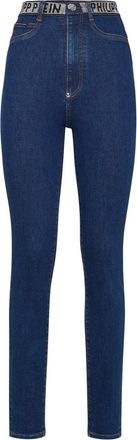 Philipp Plein Denim Super High Waist Jegging - Dames - Skinny Jeans - Blauw - W28 - Denim - Jeans