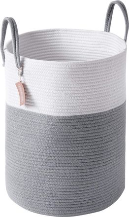 OEM Cesto De Ropa Sucia, Cesta De Almacenamiento Para Ropa Sucia, Cesta De Ropa Hecha De Cuerda De Algod&oacute;n, 38 Cm (di&aacute;metro) X 50 Cm (altura), Gris