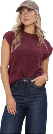 Selected Truien & Vesten, Dames, Rood, XS, Dames Truien & vesten Slwlulu Sl Knit Vest