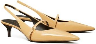Tory Burch Double T Buckle Slingback Mary Jane Kitten Heel Pump in Cantucci Cantucci at Nordstrom, Size 10.5