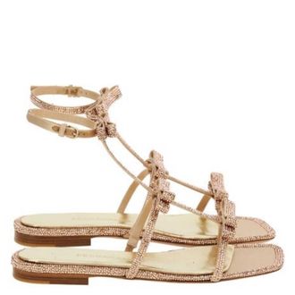 Ferragamo Bow Crystal Embellished Sandals, Size 7 C