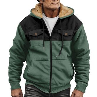 Generic Winter Jackets for Men UK Casual Fashion Vintage Classic Retro Outerwear Lined Lumberjack Loose Full Zipper Hoodie Plus Fleece Winter Warm Coat Top (J