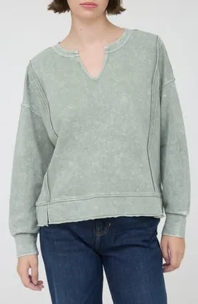 Blu Pepper Split Neck Long Sleeve Shirt in Moss at Nordstrom Rack, Size Small