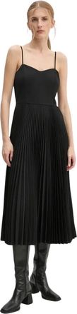 Theory Flared Midi Jurk - Dames - Casual kleedjes - Zwart - L - Katoen - Kleedjes