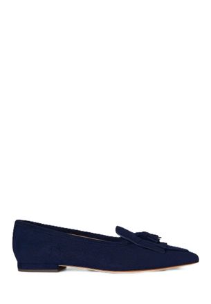 Ralph Lauren Navy Blue Londyn Suede Ballerina Flats