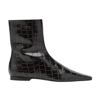 Toteme Zipped Croco-Embossed Chelsea Boots - female - Tot&ecirc;Me - Ankle Boots - Brown - 7 UK - Shoes