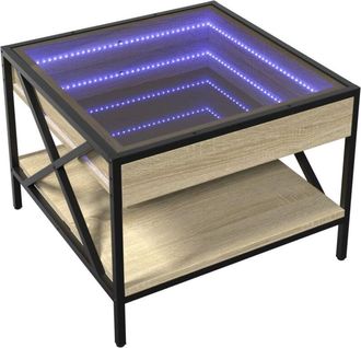 vidaXL Vidaxl - Mesa de centro con Infinity led roble Sonoma 50x50x38 cm