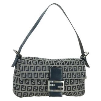 Fendi Pre-owned Shoulder Bags, female, Blue, Size: ONE SIZE Pre-owned Zucchino Canvas Hand Bag