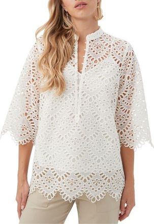 Trina Turk Martigues Lace Tunic Top in Whitewash at Nordstrom, Size Xx-Large