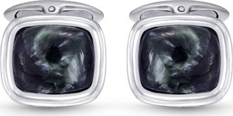 LuvMyJewelry Seraphinite Sterling Silver Men Cufflinks