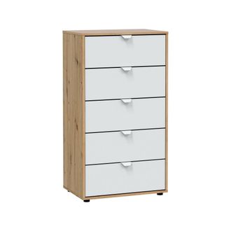 Dmora Cajonera Praha, C&oacute;moda Multiusos, C&oacute;moda De Dormitorio, Gabinete Con Cajones, 60x40 H109 Cm, Blanco Y Roble Nodoso - Dmora