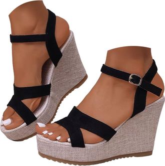 Generic Platform Wedge Sandals for Women 2026 Summer Dressy Walking Sandals Women Arch Support Ankler Strap Open Toe Boho Wide with Vacation Shoes for Spring 